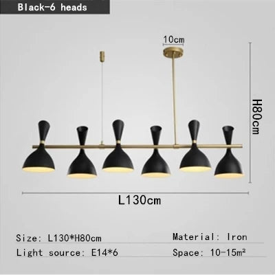 Afralia Nordic LED Multiple Head Chandelier - Black/White Iron Art - Living Room/Bedroom/Kitchen/Hotel
