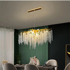 Modern Gold Aluminium Crystal Chandelier LED Pendant Light Fixture