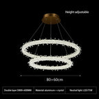 Crystal Flower LED Chandelier: Elegant Round Pendant Light for Dining & Living Room