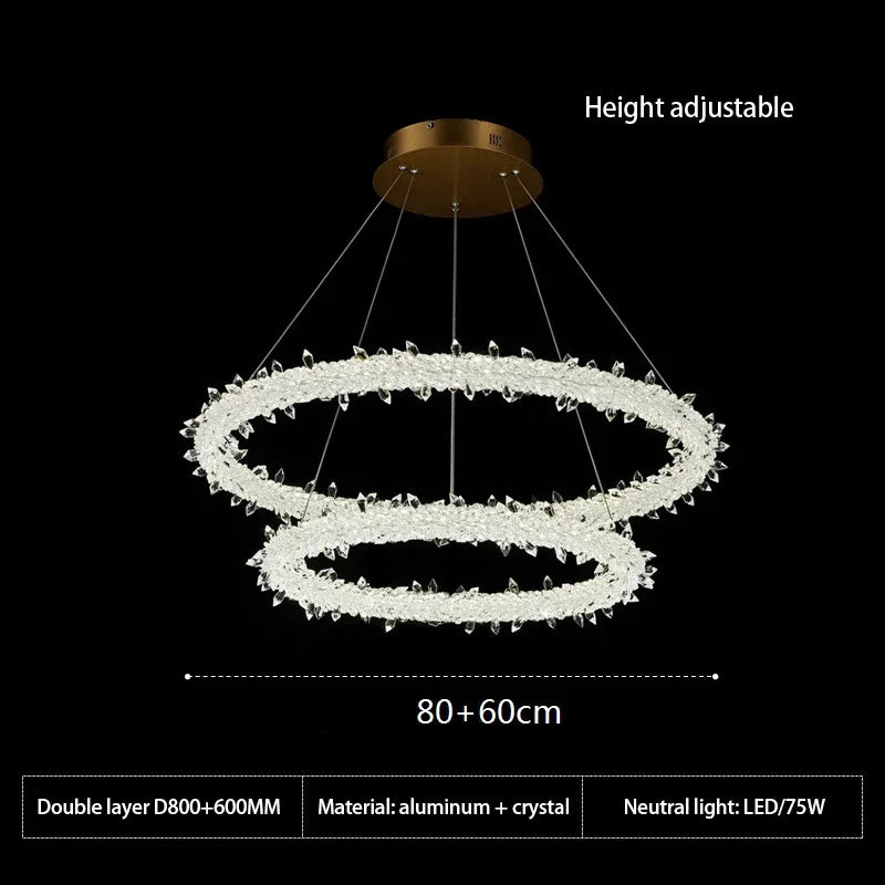 Crystal Flower LED Chandelier Pendant Light for Living and Dining Room
