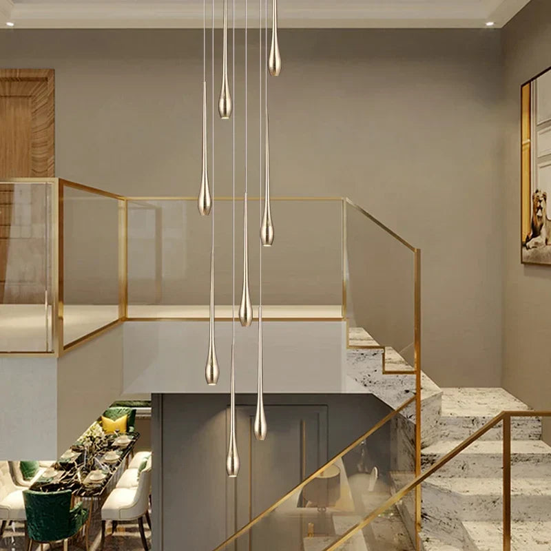 Gold-Plated Modern Chandeliers for Living Room, Staircase, Restaurant, Kitchen