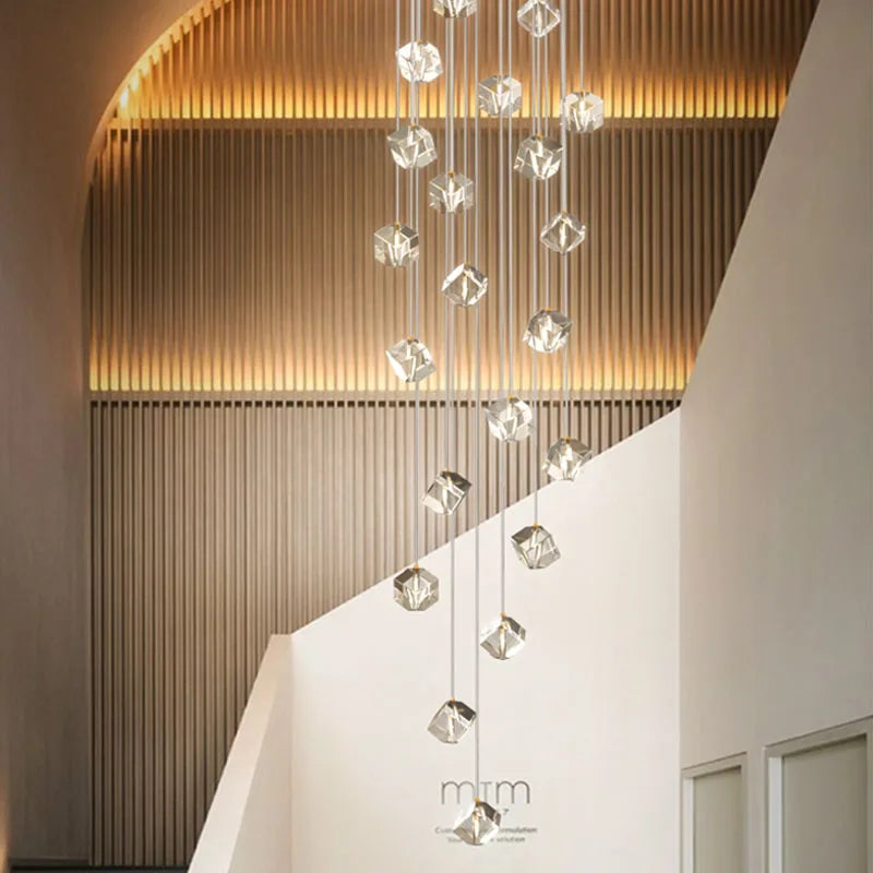 Luxury Crystal LED Chandelier for Staircase - Modern Indoor Stair Lighting