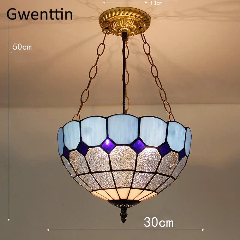 Diamond Square Stained Glass Pendant Light for Home Decor and Lighting