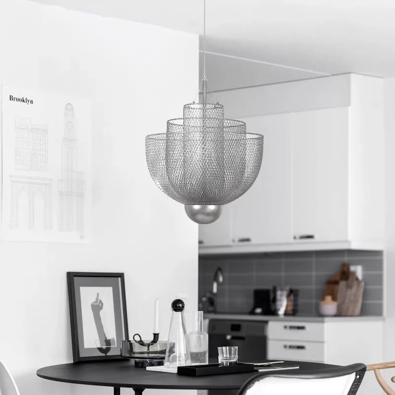 Metal Grid LED Chandelier: Modern Fashion for Home, Dining & Living Room