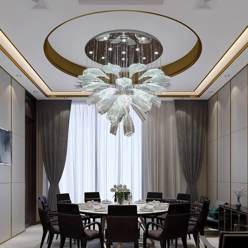 Petal Glass Pendant Lights: Modern Chandeliers for Living & Dining Rooms