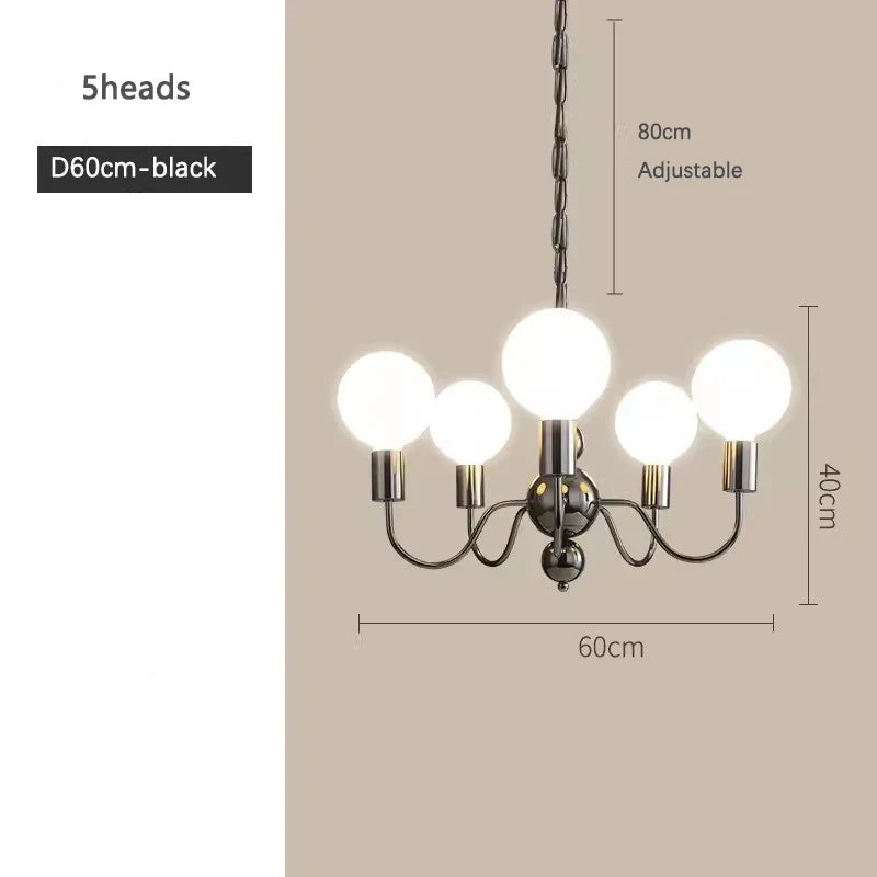Pearl Black Chandelier: Minimalist High-End Bauhaus Design for Living Room Bedroom Study