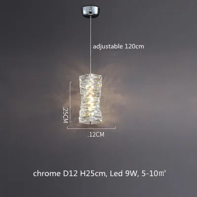 Crystal Pendant Chandelier: Dimmable Luxury LED Light for Modern Living Room