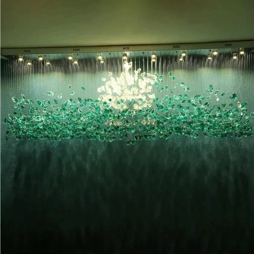 Stone Crystal LED Chandelier: Modern Luxury Lighting Fixture for Living Room Decor