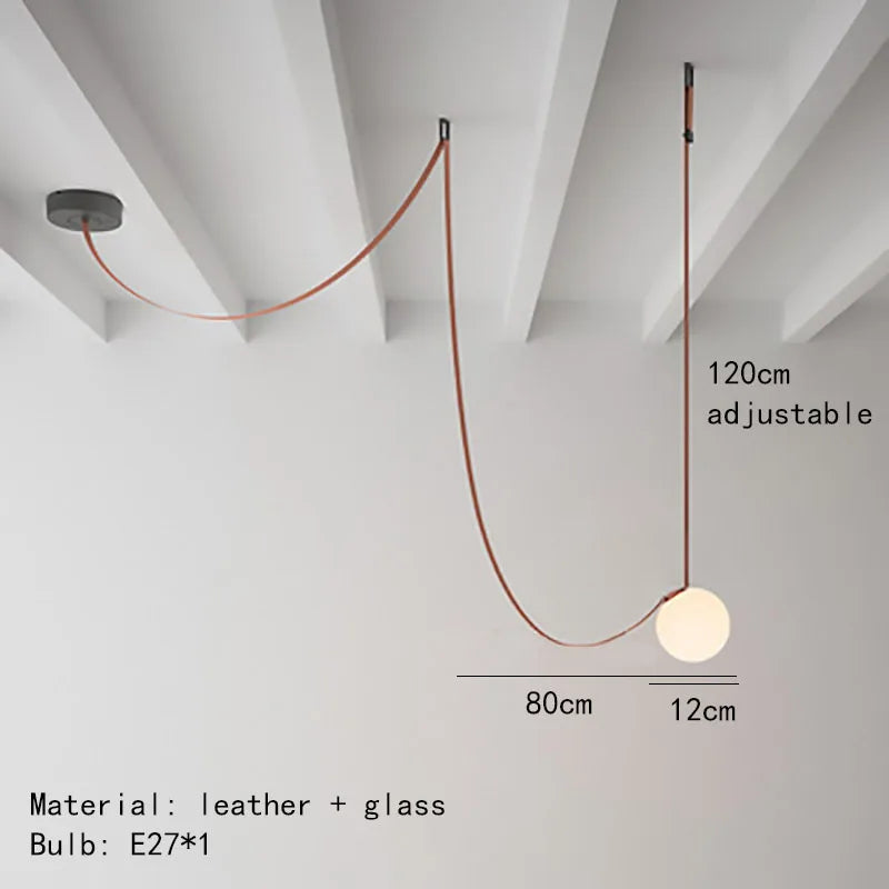 Modern Leather Chandelier LED Staircase Pendant Lamp for Hotel Living Room