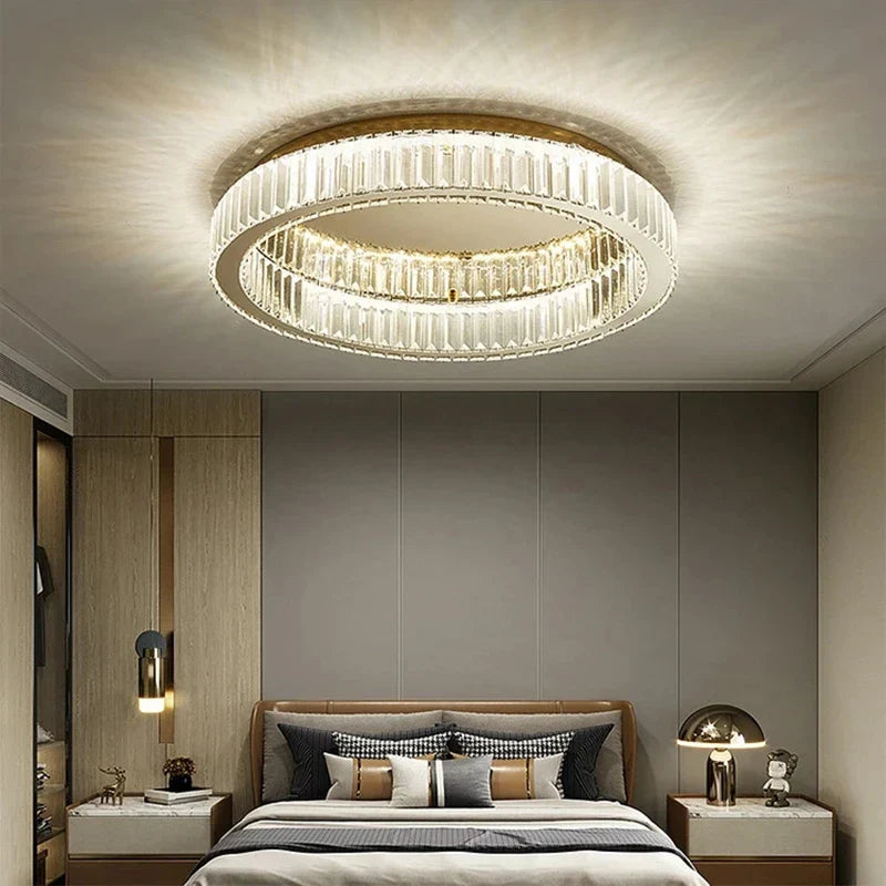 Crystal LED Chrome Ceiling Light Stainless Steel Art Lighting