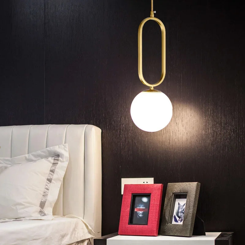 Golden Glass Ball Pendant Lights - Modern Luminaire for Bedroom, Kitchen & Decor