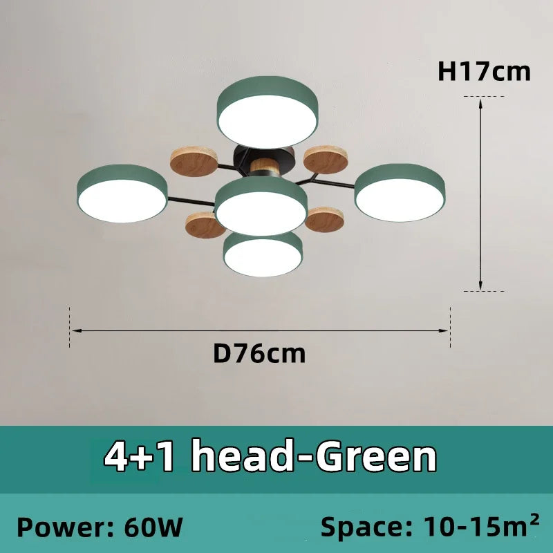 Nordic Wooden Chandelier LED Ceiling Light for Living Room, Bedroom, Kitchen, and Dining Room