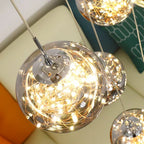 Luminous Glass Ball Pendant Chandeliers for Living Dining Room Decor LED Lighting