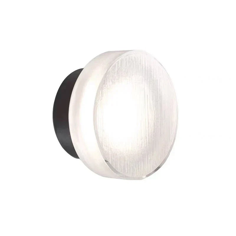 Outdoor Round Black Aluminum LED Wall Light for Porch Entryway Decor