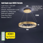 Crystal LED Chandelier Circle Hanging Lamp - Modern Luxury Dimmable Lighting