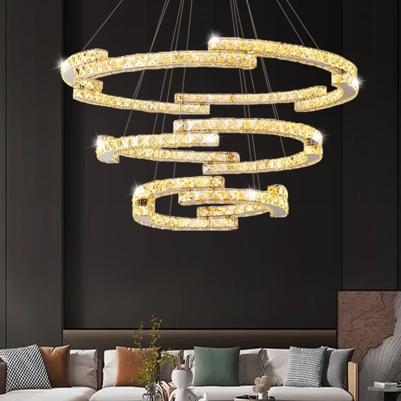 Circular Crystal Pendant Light Chandelier for Living Room
