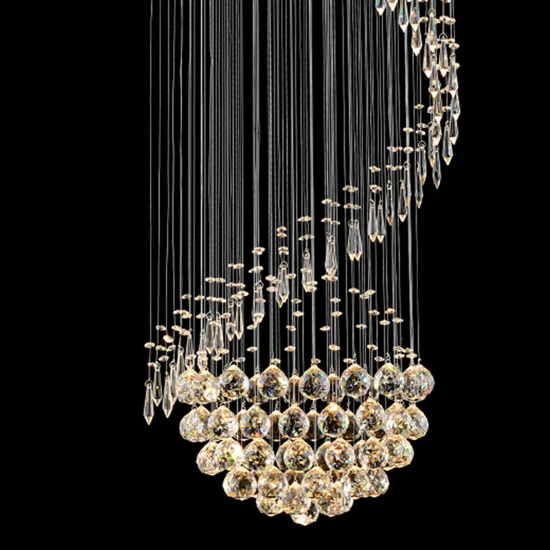 Modern Crystal Staircase Chandelier for Living Room Lobby LED Home Lighting Fixture