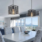 Modern Industrial Cage Pendant Light Fixture for Home Kitchen Island Decor