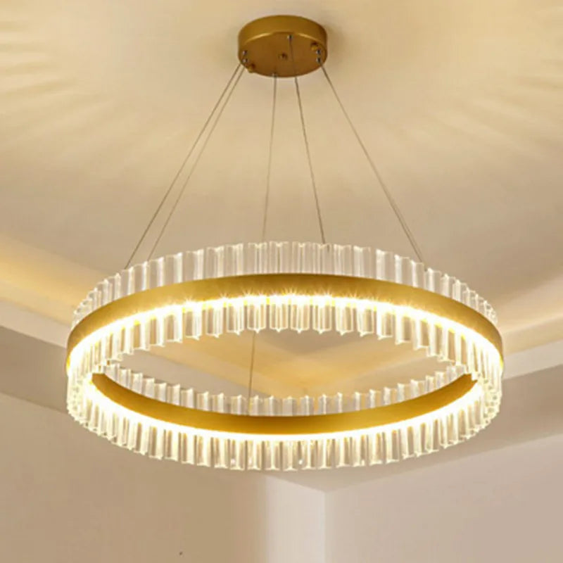 Crystal LED Circle Pendant Chandelier for Living Room Kitchen Decor
