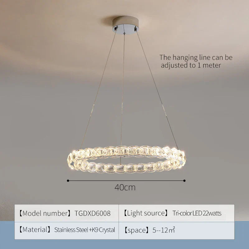 Crystal Chandelier: Modern Net Red Circle Light for Living Room, Bedroom, Restaurant