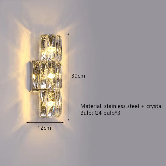 Contemporary Crystal Wall Sconce for Bedside, Bathroom, Corridor, Aisle, TV Background Lighting