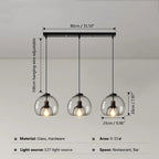 Smoke Gray Glass Pendant Lights: Minimalist Nordic LED Industrial Hanging Lamp