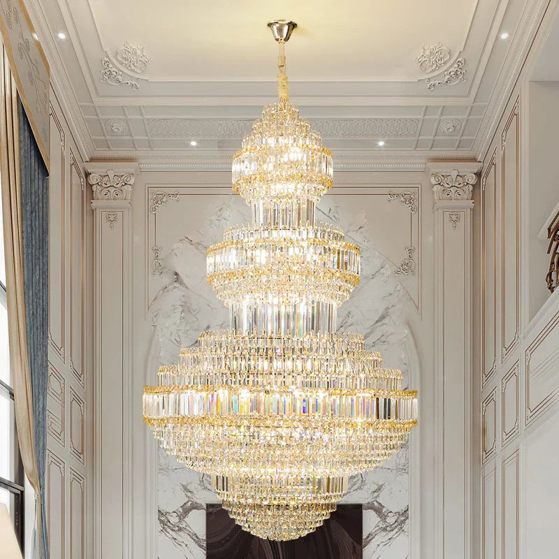 Crystal Villa Chandelier: Luxe European Duplex Hall Lighting - Elegant Living Room Decor