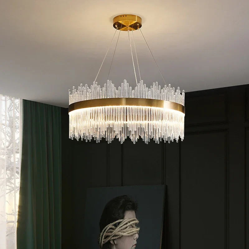 Modern Glass Rod LED Pendant Chandelier for Home Indoor Lighting