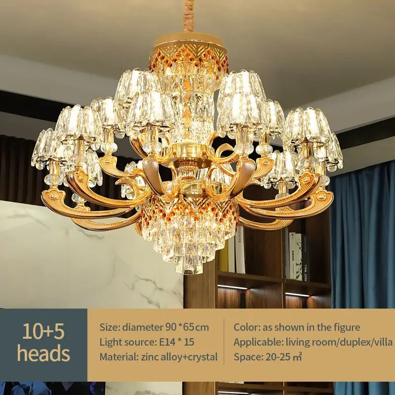 Crystal Luxury Chandelier: Elegant European Atmosphere Lighting for Living Room, Bedroom, and Restaurant