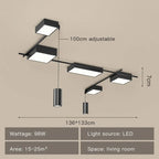 Minimalist Black LED Ceiling Chandelier for Living Room, Bedroom, Hallway Lighting