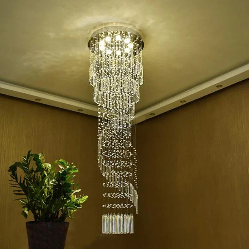 Spiral Luxury Crystal Chandelier for Long Staircases