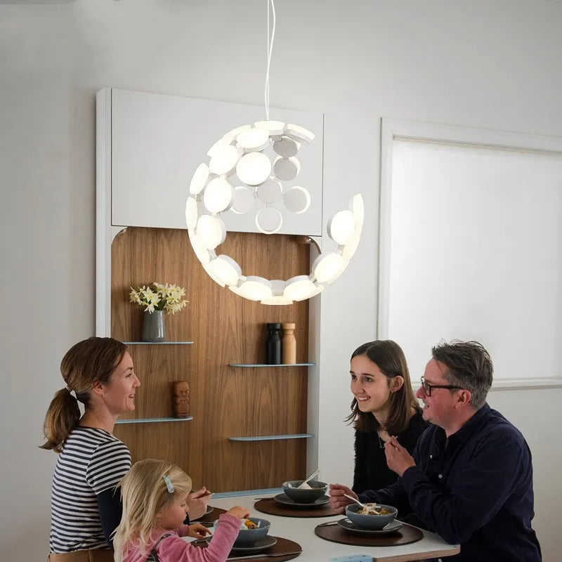 Nordic Sphere Moon Pendant Chandelier for Modern Decor & LED Lighting