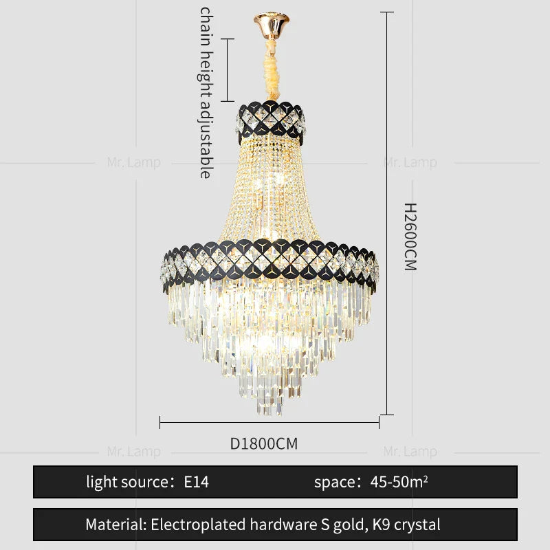 Crystal Chandelier Spiral Staircase Hall Lamp Duplex Living Room Hardware Texture