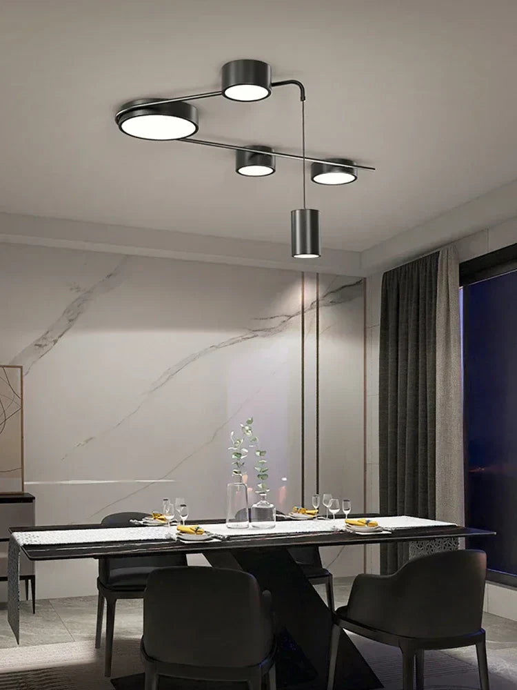 Black LED Chandeliers for Living Dining Bedroom Hall Kitchen: Modern, Simple Indoor Lighting