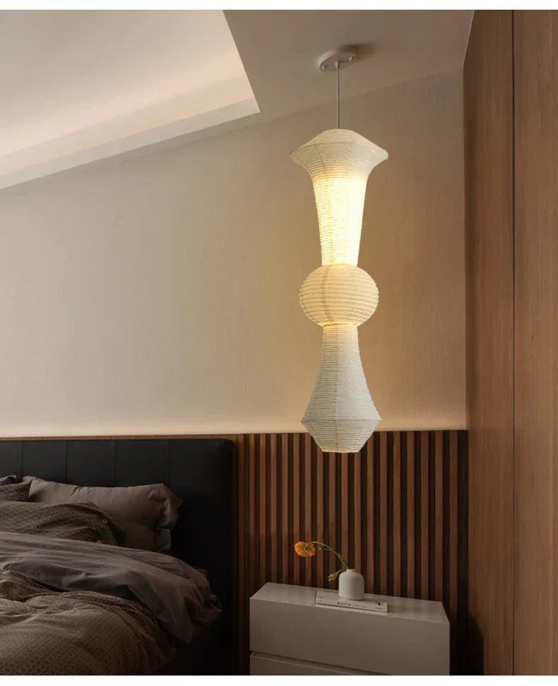 Akari Rice Paper Pendant Lamp for Living Room Bedroom - Wabi Sabi Design