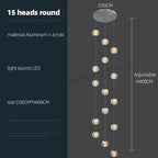 Revolving Stair LED Chandelier - Duplex Villa Hanging Lamp for High-Level Staircase