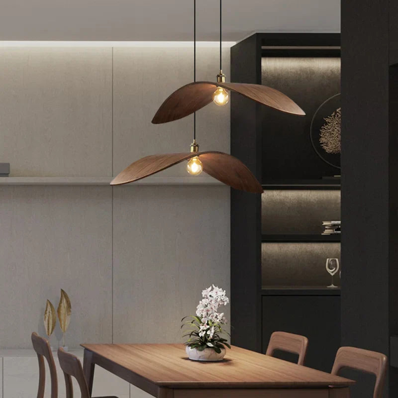 Wood Ceiling Chandelier: Japanese-Inspired LED Pendant Light for Home, Kitchen, and Teahouse