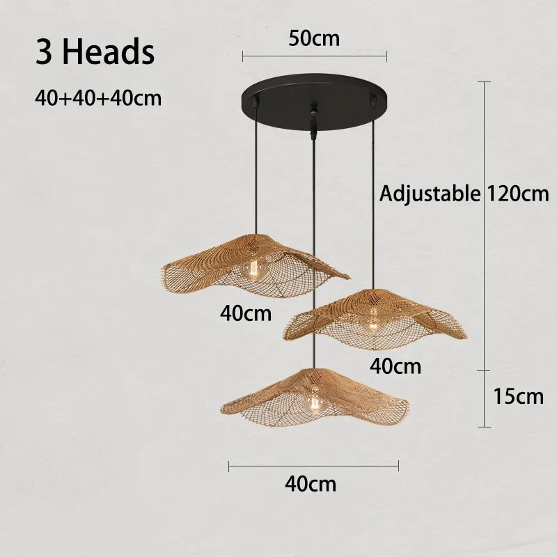 Woven Rattan Chandelier: Japanese Decorative Hanging Lamp for Hotel, Restaurant, Dinning Room