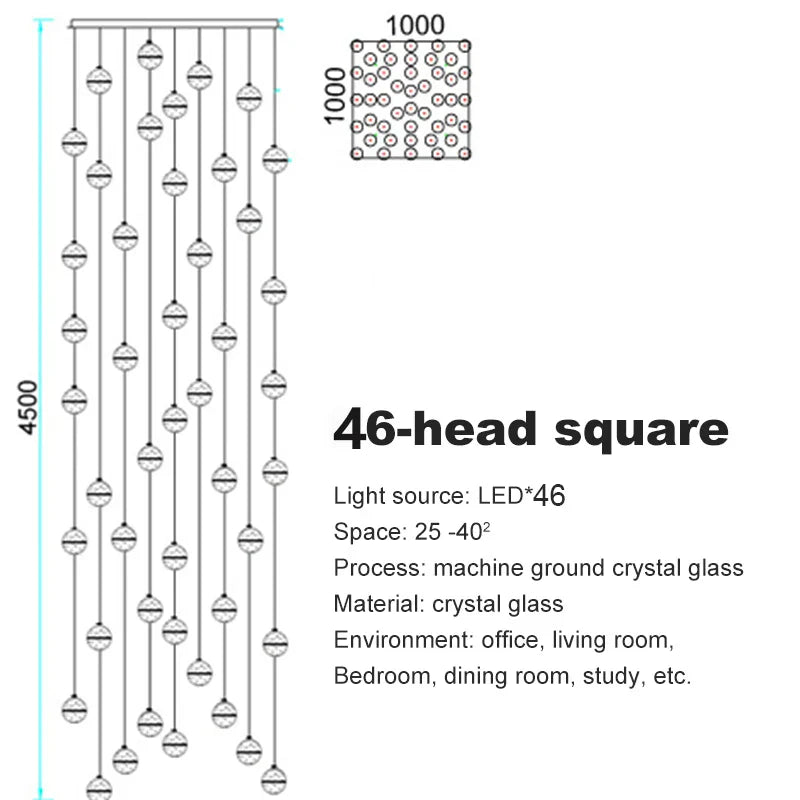 Crystal Ball Chandelier Pendant Light for Staircase Hallway Bar Décor