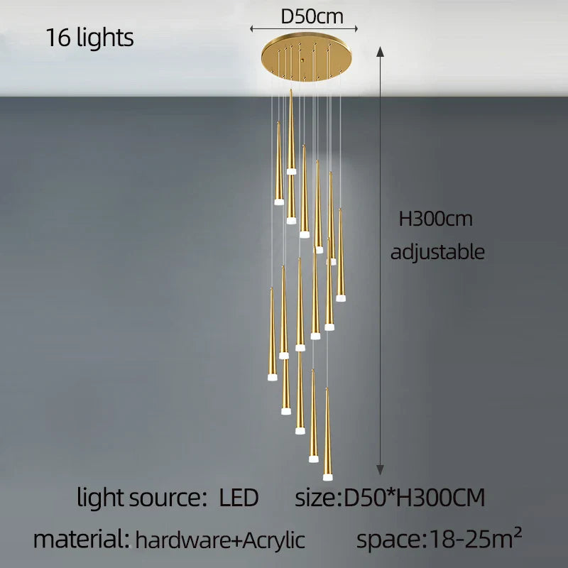 Modern LED Tapered Chandelier for Living Room, Kitchen, and Hall