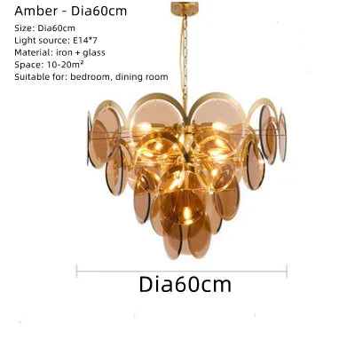 Smoke Grey Glass Ceiling Chandelier - Nordic Modern Indoor Style Lighting