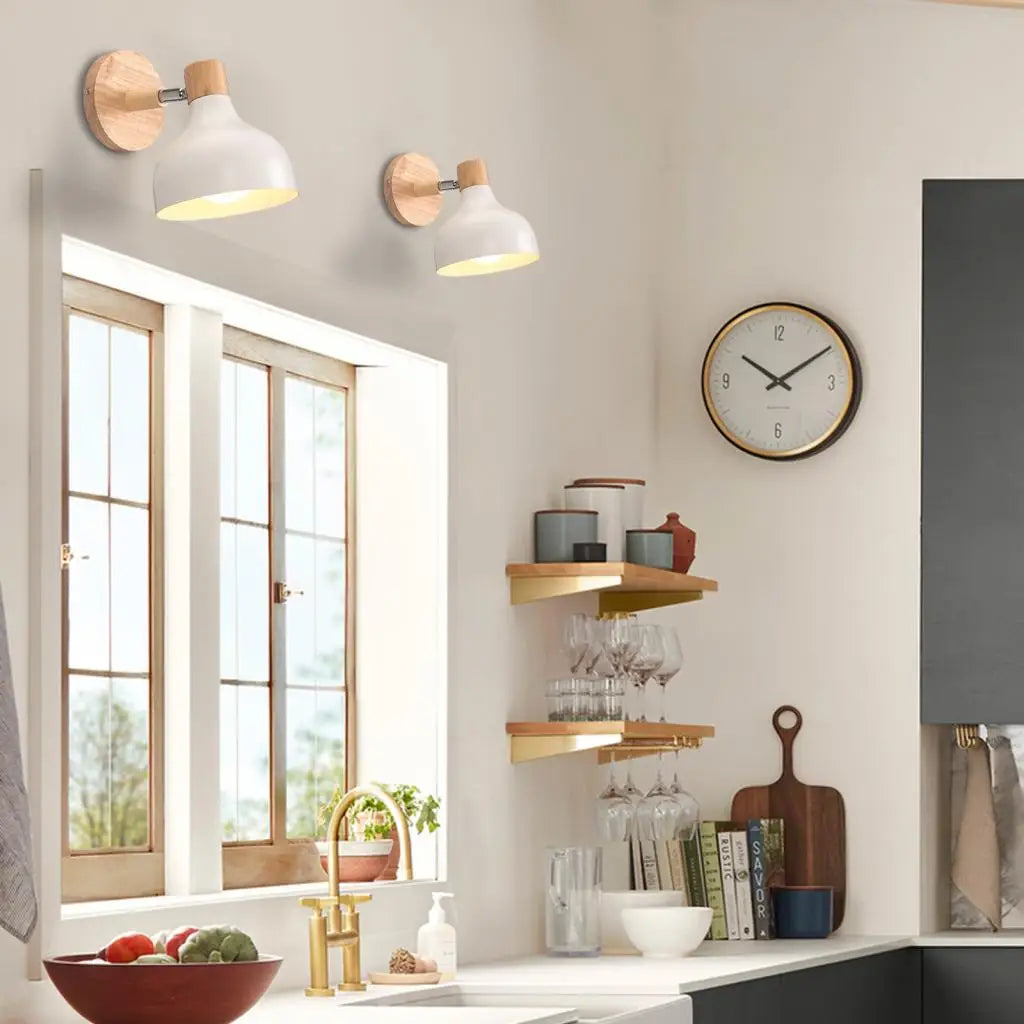 Nordic Wood Macaron Wall Sconce E27 Home Lighting Fixture