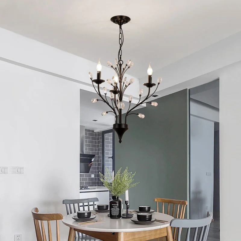 Crystal Chandelier: Modern LED Pendant Lamp for Living, Dining, Bedroom, Kitchen. Vintage American Style.