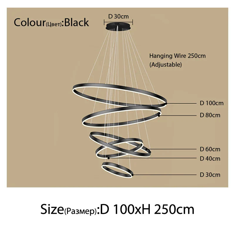 Sophisticated Duplex Living Room Chandelier & LED Circles Lighting Fixtures