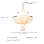 Vintage Cloth Pendant Lights for Ceiling, French Living Room Chandelier, Wabi Sabi Bedroom Decor