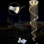 Large Spiral Crystal Chandelier Lighting Fixture for Staircase