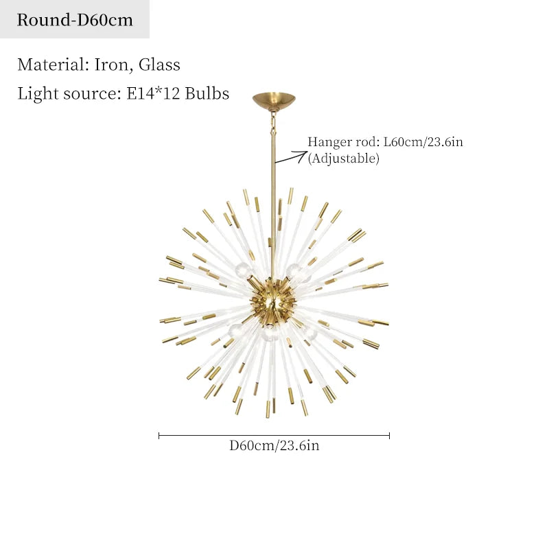 Dandelion Golden Ball Chandelier - Nordic Postmodern Bedroom Dining Room Decor