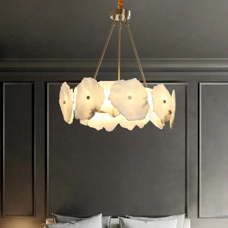 Marble LED Chandelier for Living Room, Bedroom, Kitchen - Luxury Stone Hanging Light