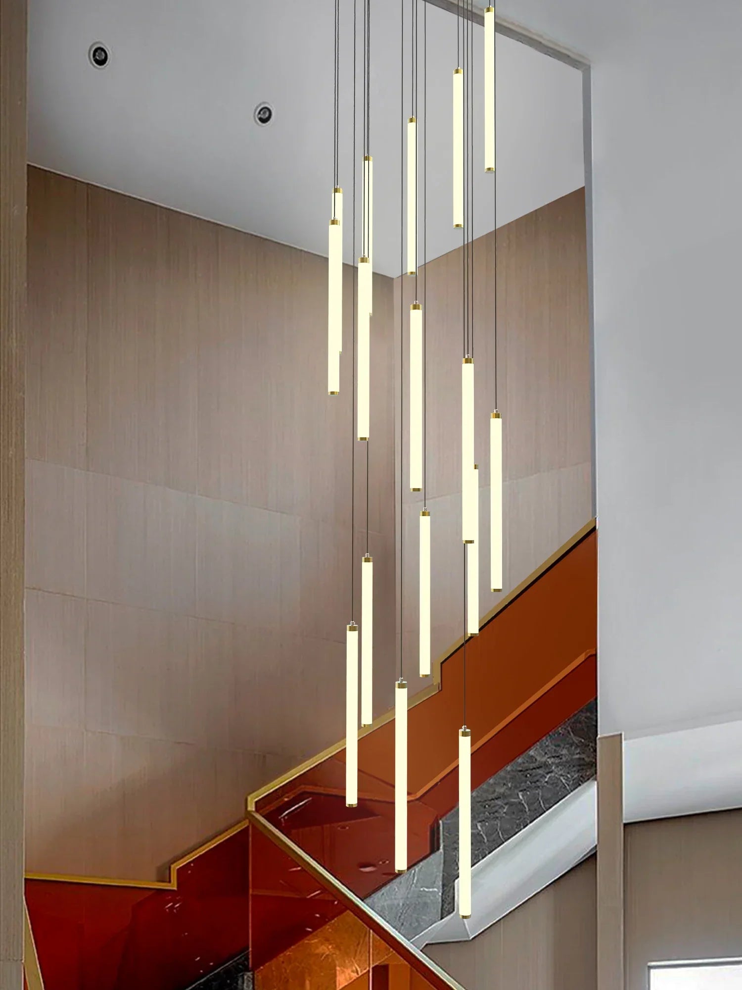 Loft Black Chandelier: Acrylic Villa Ceiling Lamp for Living Room & Staircase