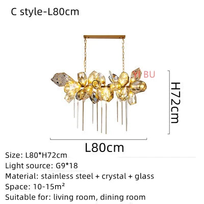 Stainless Steel Crystal Pendant Light Living Room Bedroom Stairs